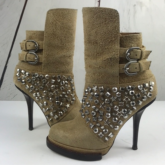 Jeffrey Campbell Tan Studded Carnegie Bootie - Picture 5 of 8